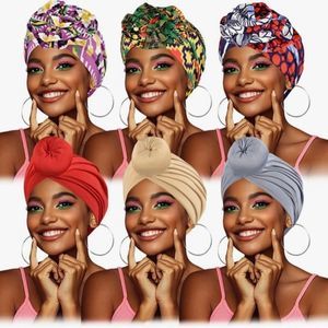 Printed 6 Pieces African Head Wraps for Women, Pre-Tied Turban Bonnet Be…​​